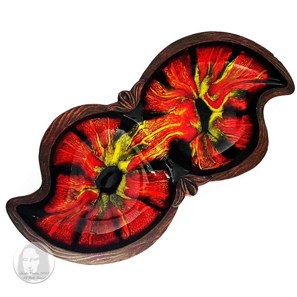 Mid Century Sequoia Ware 748 USA Pottery Divided Dish Serveware Lava Glaze 60s